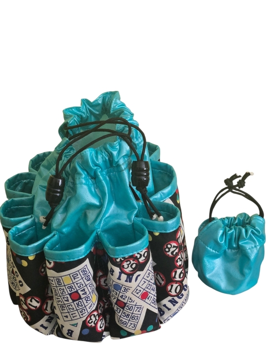 Other - Mom's Bingo Bag Vintage 90s Teal Pleather 10 Dauber Pockets Bonus Bag Inside USA